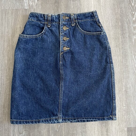 Guess Georges Marciano Vintage Denim Mini Skirt Women’s 28 Blue High Waist USA - Picture 2 of 11